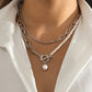 Jewelry Fashion Long Ball Chain Stacked Necklace Retro Personality Pearl Ot Buckle Necklace