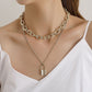 Jewelry Punk Aluminum Alloy Thick Chain Lock Pendant Necklace Ladies Street Retro Double Layer Necklace