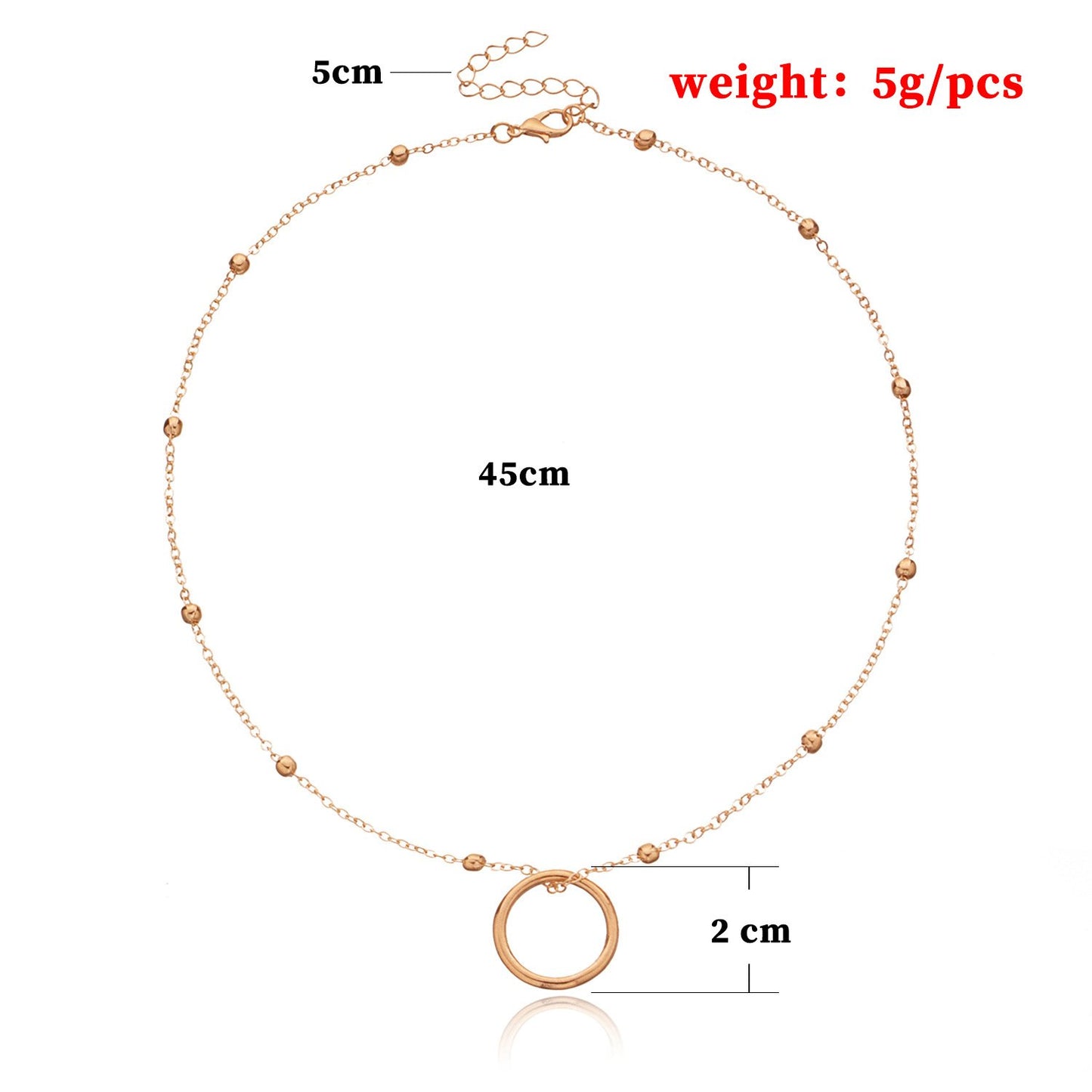 Jewelry Fashion Bead Chain Round Geometric Ring Pendant Necklace Female Fashion Temperament Versatile Necklace