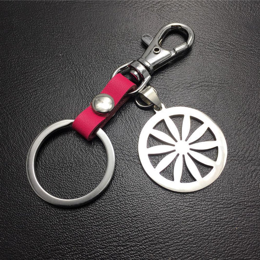 Sunflower Titanium Steel Accessories Brand Cowhide Keychain Bag Luggage Identification Tag Couple Gift
