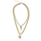 Accessories retro temperament personality geometric pendant necklace double lock all-match necklace