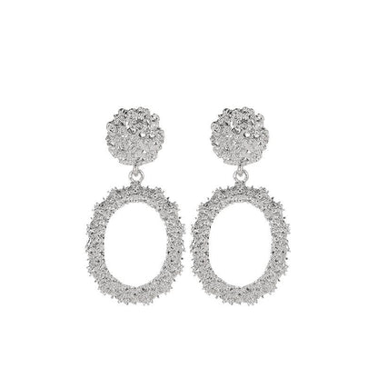 Personalized Geometric Frosted Stud Earrings Exaggerated Circle Embossed Ladies Earrings
