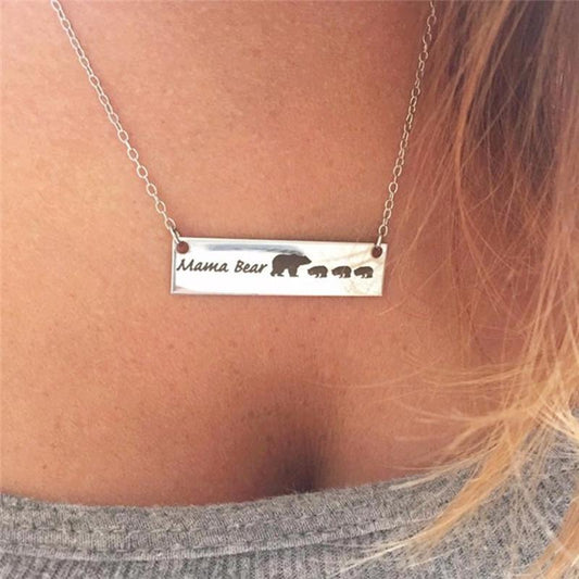 Explosive Jewelry Mother's Day Gift Simple Fashion Mother Bear Pendant Necklace Alloy Necklace Female
