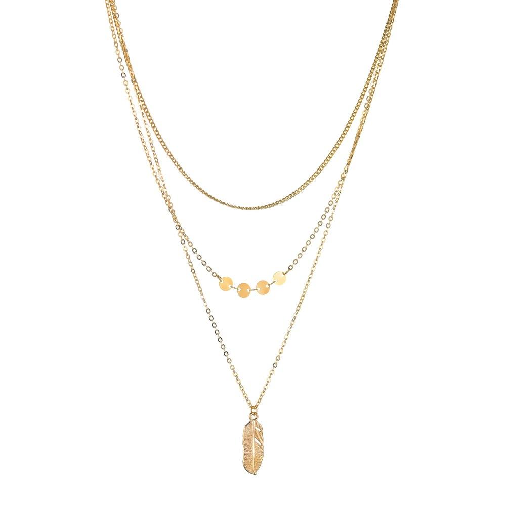 Fashion Alloy Leaf Necklace Simple Disc Clavicle Chain Necklace Ladies Accessories