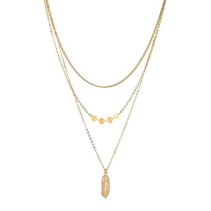 Fashion Alloy Leaf Necklace Simple Disc Clavicle Chain Necklace Ladies Accessories