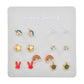 One week earring combination set Internet celebrity cartoon cute rainbow unicorn earrings student female earrings