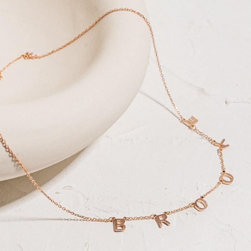 DIY Small Letter Necklace Personalized Name Necklace Female Stainless Steel Jewelry