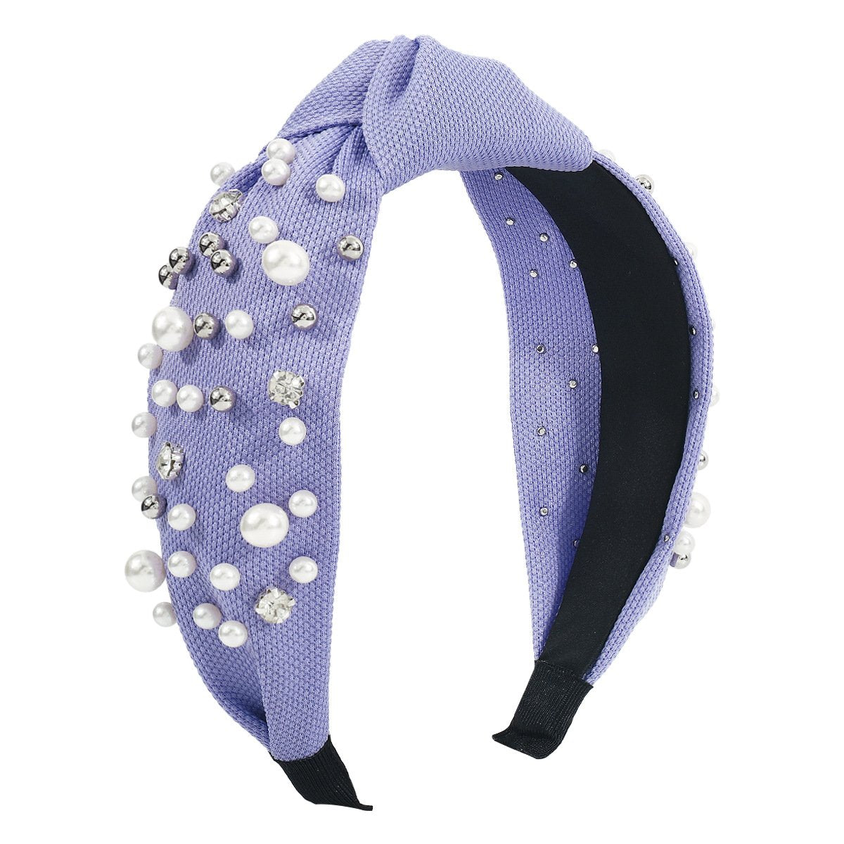 F57 creative waffle knotted pure color pearl rhinestone headband baroque net red nail beads wide-brimmed headband female