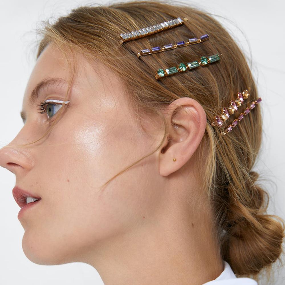 F122 street shooting with the same fashion color diamond clip five-piece hair accessories set hair clip