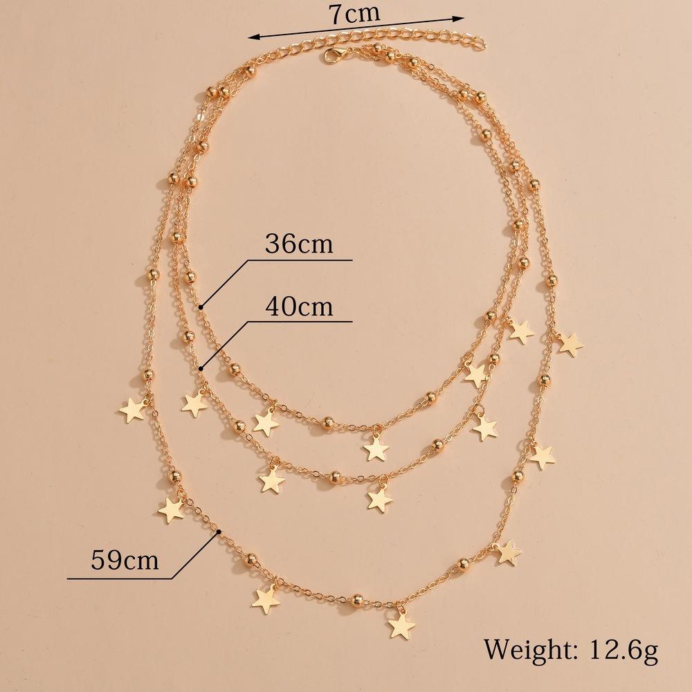Fashionable and simple multi-element combination with stars, sequins and multi-layered street photography necklaces