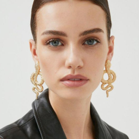 E1766 Personality Exaggerated Snake Earrings Metal Irregular Earrings Retro Punk Street Earrings