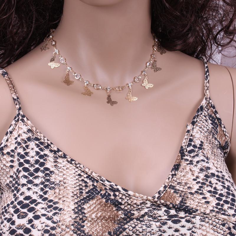 Jewelry Temperament Short Stitching Heart-shaped Necklace Women's Simple Tassel Butterfly Diamond Mixed Necklace
