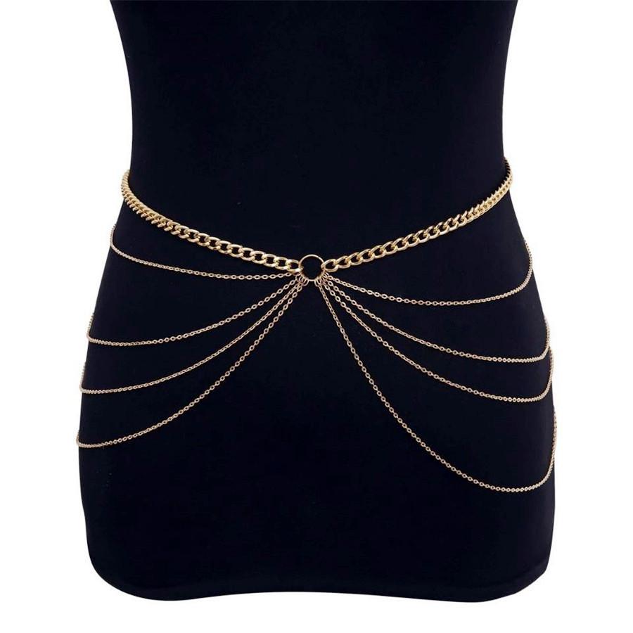 Jewelry Personality Slim Claw Chain Waist Decoration Versatile Chain Diamond Multilayer Geometric Waist Chain Pants Chain