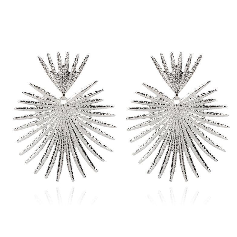 Jewelry personality simple fan-shaped exaggerated tassel geometric earrings retro temperament heart-shaped earrings for women