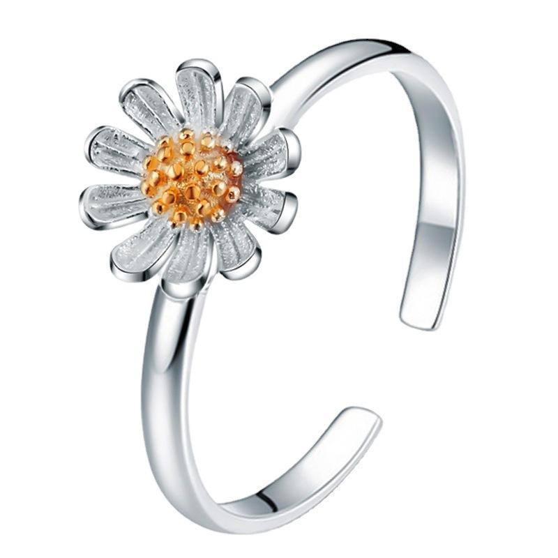 Fashion small fresh opening daisy flower ring sun flower index finger ring tail ring