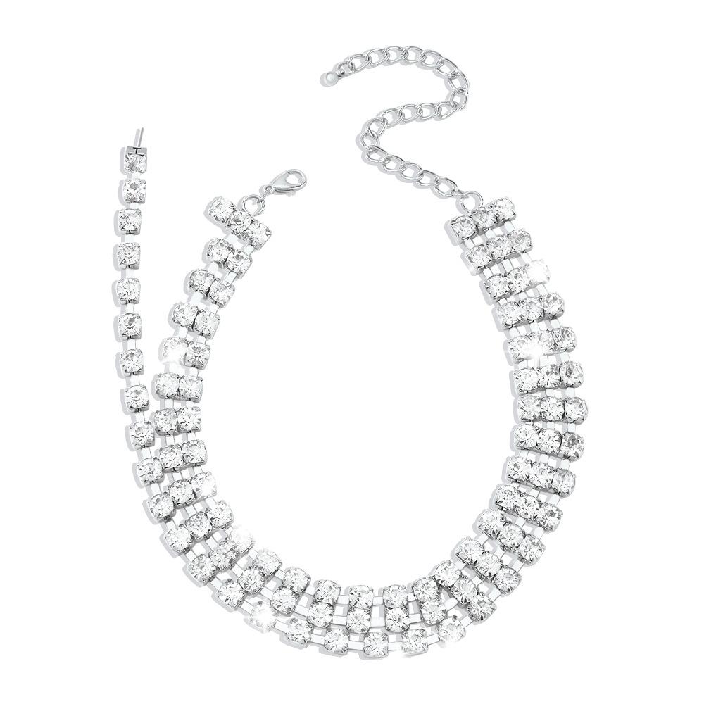 N9681 creative full diamond necklace exaggerated claw chain integrated necklace earrings French light luxury retro necklace
