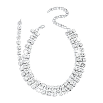N9681 creative full diamond necklace exaggerated claw chain integrated necklace earrings French light luxury retro necklace