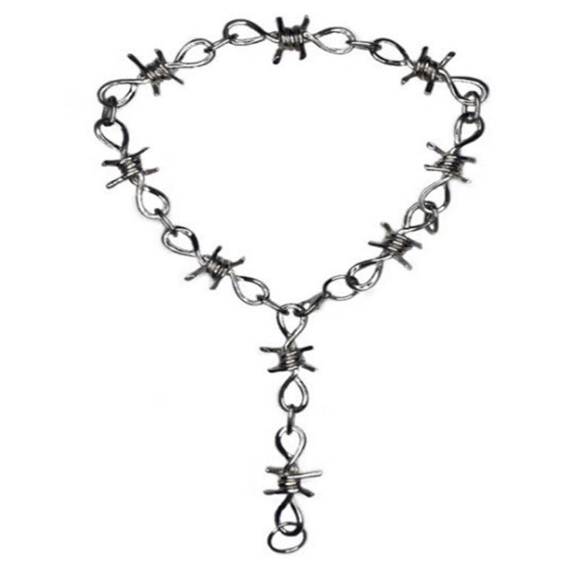 Jewelry punk retro thorn lock with key pendant necklace cool trendy accessories