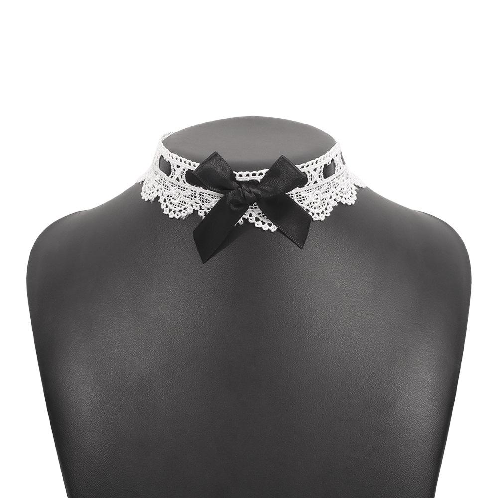 N9635 Fashion Temperament Short Necklace Lace Bow Simple Necklace Neck Fabric Creative Necklace