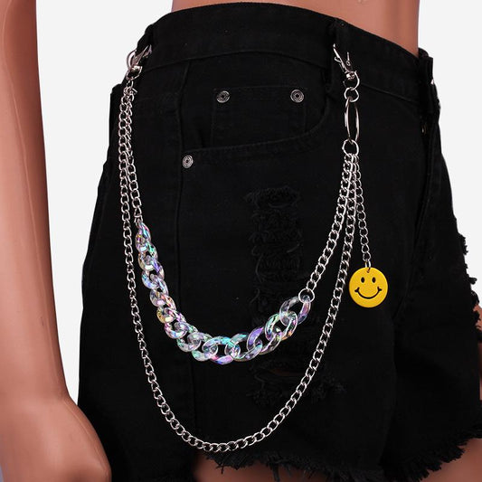 Jewelry hip-hop smiley bear paw pendant waist chain female punk metal chain all-match pants chain waist ornament