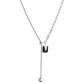 Titanium steel push-pull adjustable black agate necklace niche design sense ins hip-hop black square brand tassel sweater chain