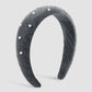 F4978 wide-brimmed retro pure color sponge imitation pearl headband female high skull top internet celebrity simple velvet headband