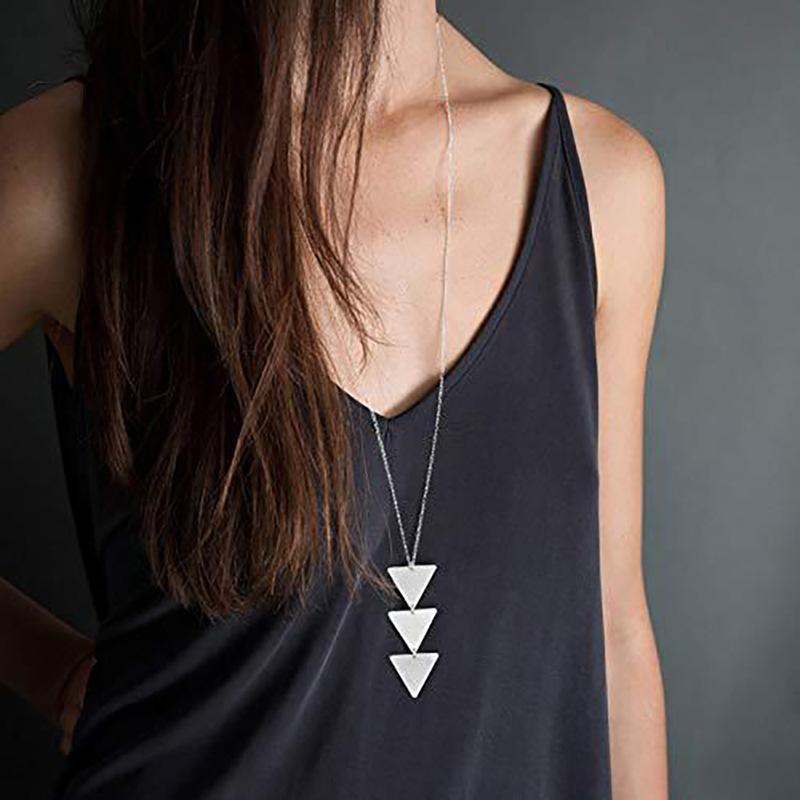 Jewelry Three Triangle Necklace Female Exaggerated Creative Accessories Pendant Clavicle Chain