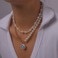 N1115 Xiaoxiang Net Red Necklace Women's Mosaic Pearl Cute Drop Oil Necklace Atmospheric Elegant Geometric Necklace