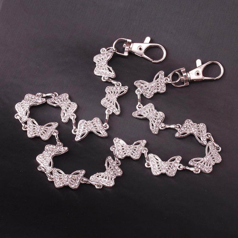 Jewelry punk retro light luxury small many diamond-encrusted butterfly trendy trouser chains