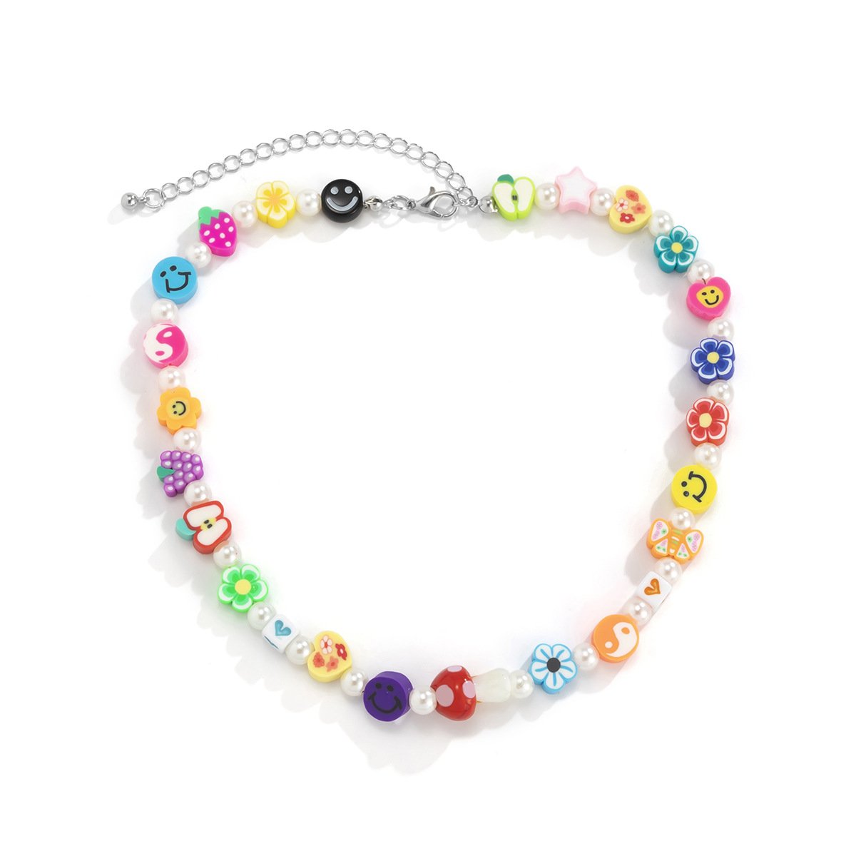 Jewelry Personality Design Random Daisy Fruit Necklace Imitation Pearl Mushroom Clavicle Single Layer Necklace