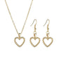 Fashion Simple Alloy Pendant Necklace Earrings Peach Heart Jewelry Set Ladies