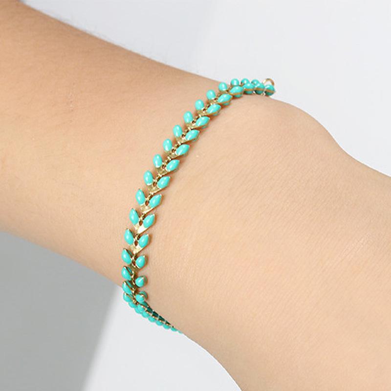 Green leaf bracelet female fashion creative niche design leaf bracelet fresh and sweet jewelry