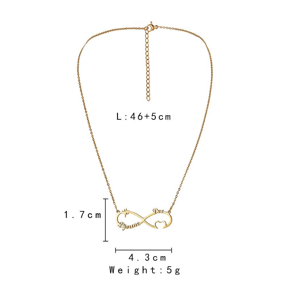 Fashion simple stainless steel cutting pendant titanium steel than heart infinity trend English name custom pendant