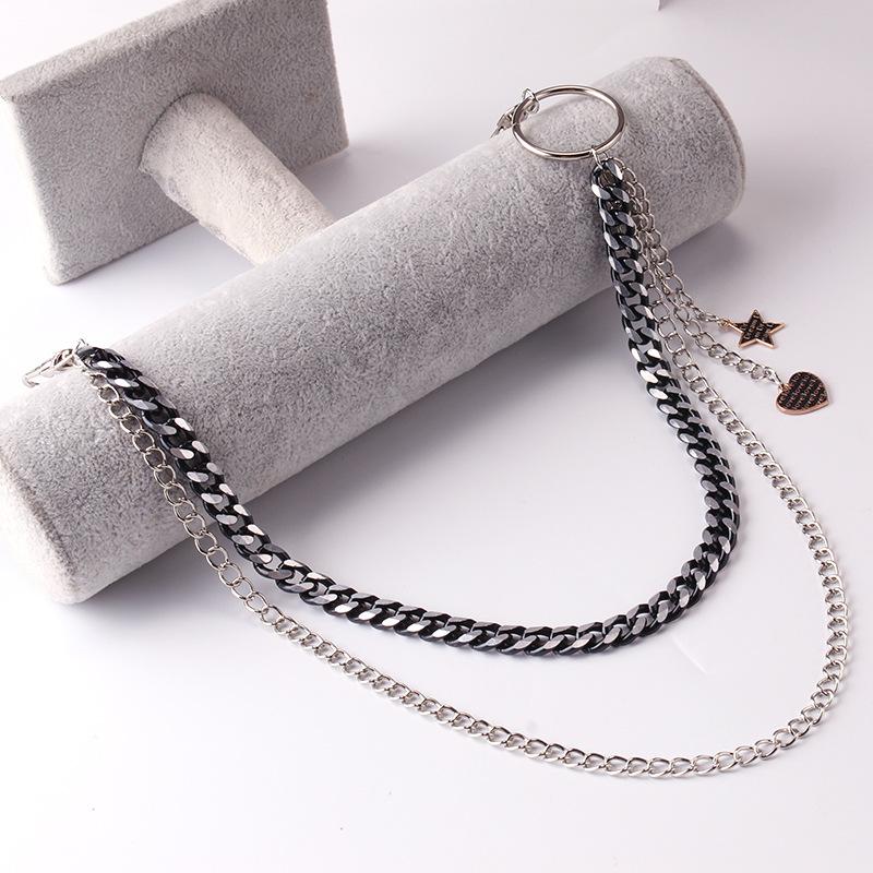 Jewelry drop oil letter pendant double chain metal ring accessories trend men and women body chain