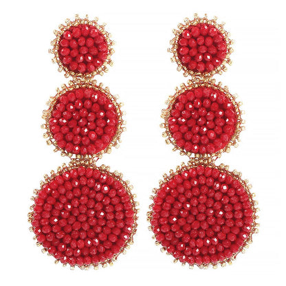 E7118 Earrings Popular Street Shots Fashion Earrings Ethnic Creative Handmade Beads Geometric Earrings