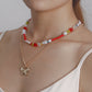 Jewelry Retro Metal Three-dimensional Butterfly Beads Necklace Women's Versatile Beaded Woven Pearl Necklace