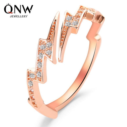 Jewelry Creative Irregular Geometric Zircon Lightning Open Ring Hand Jewelry