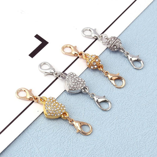 Gold spherical magnet buckle heart-shaped diamond magnetic buckle bracelet head lobster buckle diy jewelry magnetic buckle jewelry