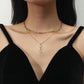 Simple double-layer stainless steel necklace temperament niche design rose clavicle chain pendant necklace