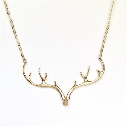 Personality Simple Summer Small Antler Necklace Ladies Fashion Elk Antler Clavicle Chain Jewelry