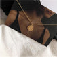 Fun Retro Portrait Gold Coin Necklace Sweater Chain Temperament Simple Design Sense Street Clavicle Chain Female