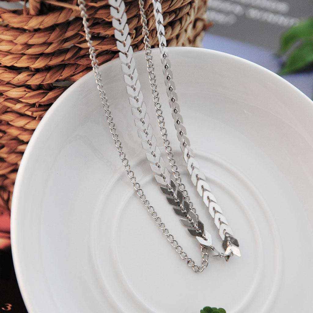 European simple double layered bohemian layered necklace fishbone armband aircraft chain disc sequin necklace