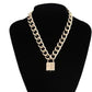 Punk Aluminum Chain Lock Pendant Accessories Rock Hip Hop Lock Necklace Bonus Key Long Necklace