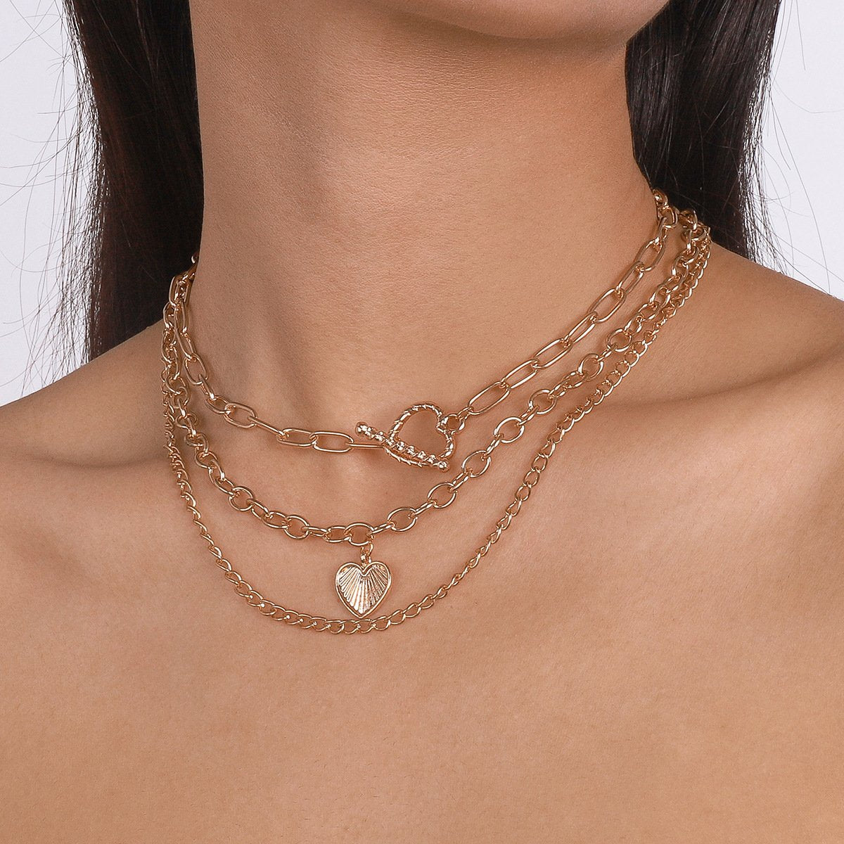 N162 Jewelry exaggerated multi-layer chain punk necklace niche indifferent love necklace