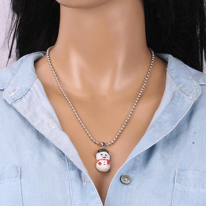 Jewelry Fashion Santa Claus Snowman Christmas Necklace Ball Chain Men and Women Accessories