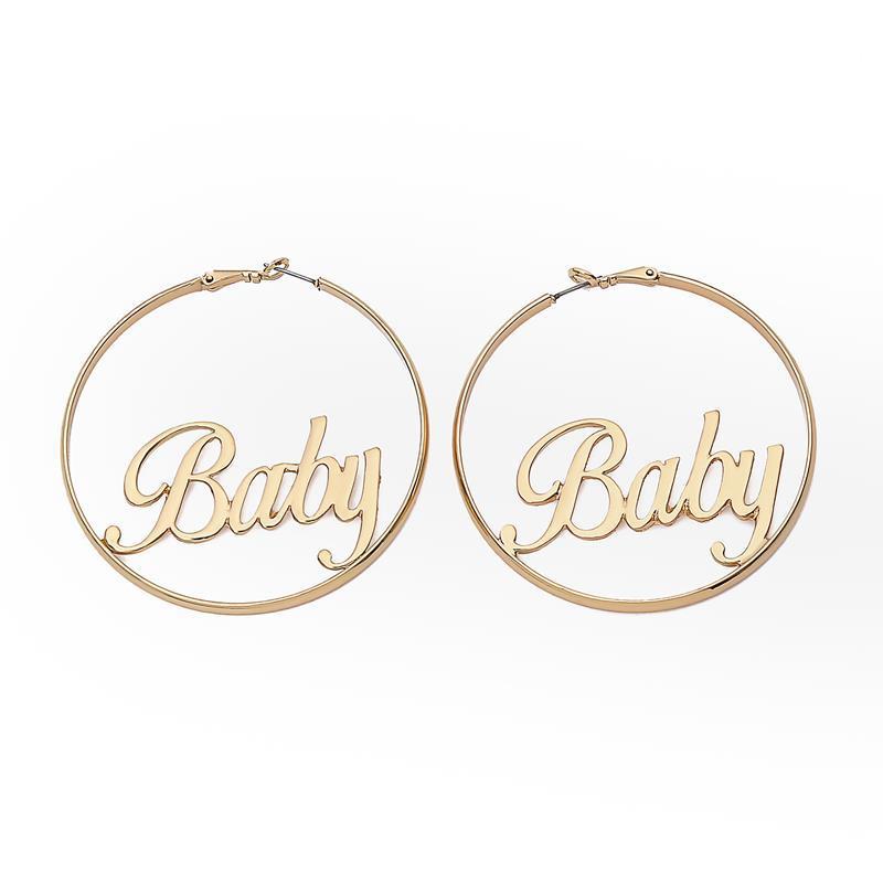 Alphabet big circle earrings female sweet simple exaggerated catwalk fashion geometric word girly earrings earrings