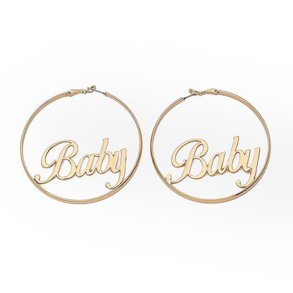Alphabet big circle earrings female sweet simple exaggerated catwalk fashion geometric word girly earrings earrings