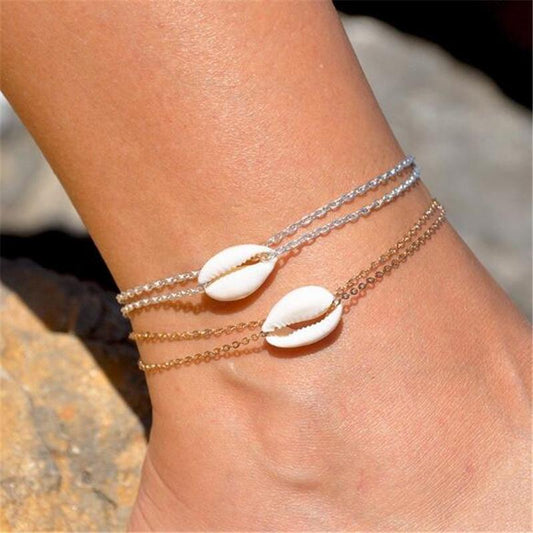 Retro personality Shanghai style shell multi-layer anklet jewelry fashion simple beach foot decoration