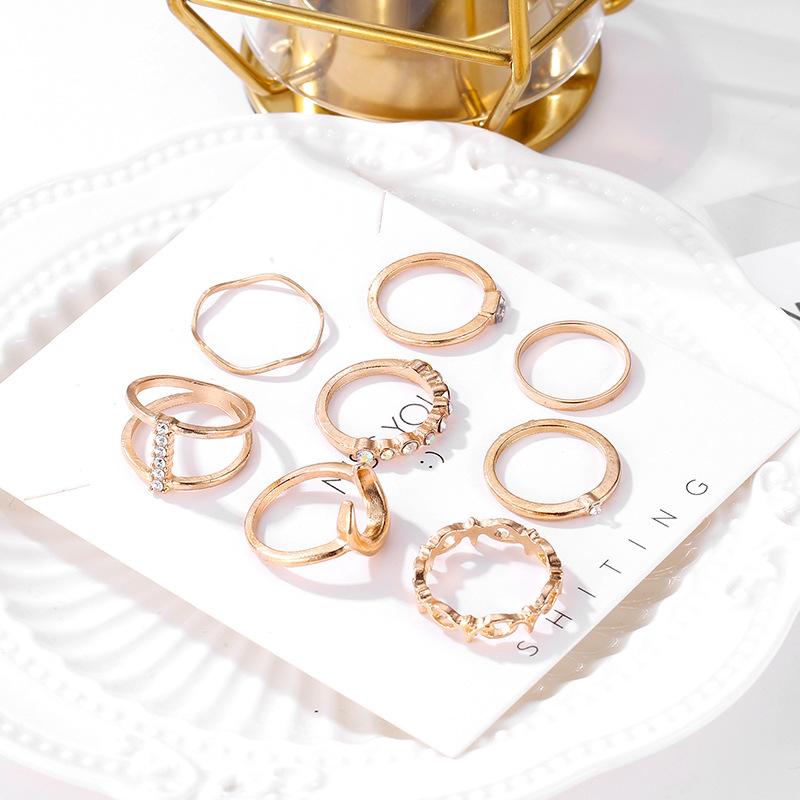 Fashion Diamond Ring Set Creative Moon Combination Ring 11-Piece Set Ring