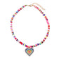 Niche design sense rainbow color soft pottery beaded gradient color large love necklace female simple all-match necklace